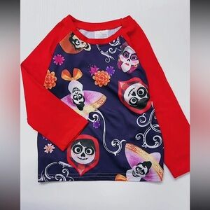 Day of the Dead Cartoon Purple Red Baseball Style Long Sleeve Shirt